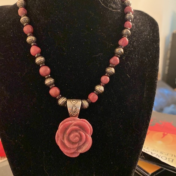 Carolyn Pollock Design in pink and silver and darker pink spacer beads Rhodonite - Picture 1 of 10